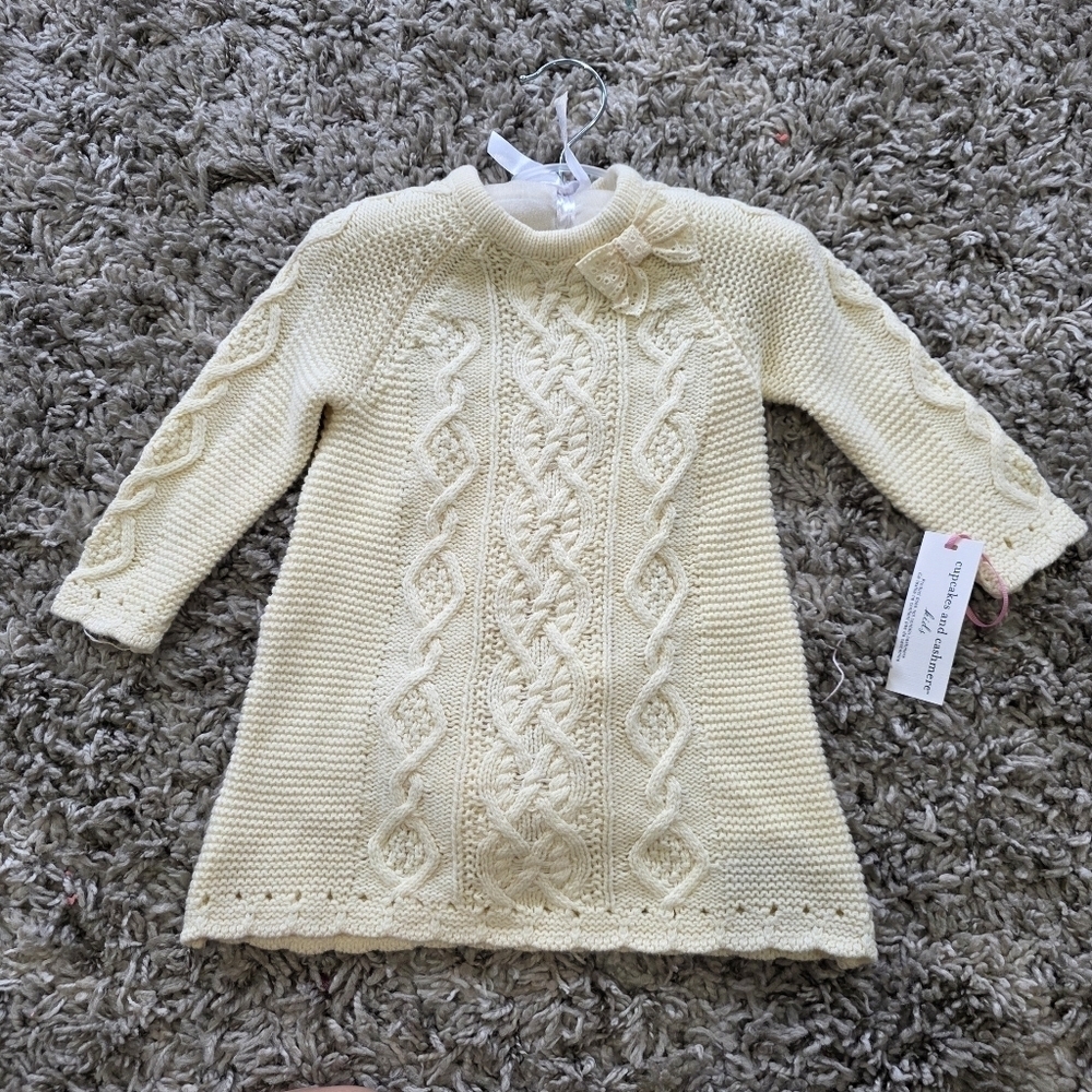 NWT Cupcakes and Cashmere 2 Piece Crochet Dress and Tights Size 6-9 Months